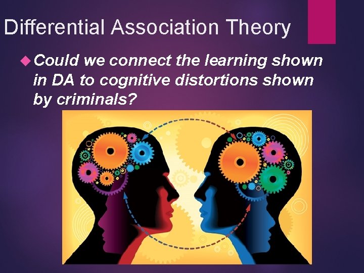 Differential Association Theory Could we connect the learning shown in DA to cognitive distortions