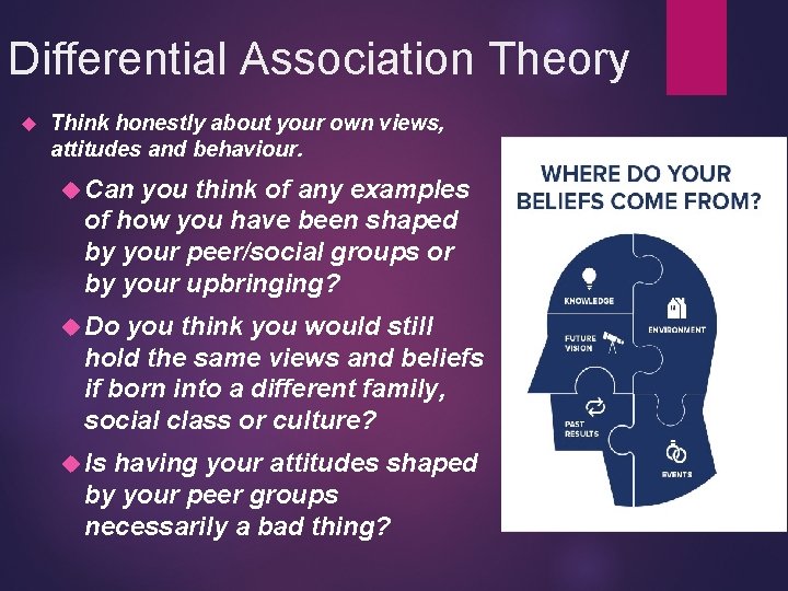 Differential Association Theory Think honestly about your own views, attitudes and behaviour. Can you