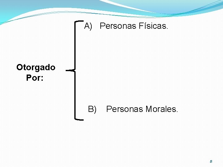 A) Personas Físicas. Otorgado Por: B) Personas Morales. 8 