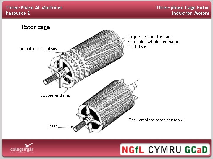 Three-Phase AC Machines Resource 2 Three-phase Cage Rotor Induction Motors Rotor cage Laminated steel