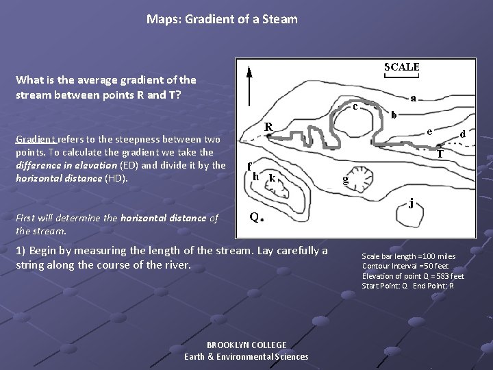 Maps: Gradient of a Steam What is the average gradient of the stream between