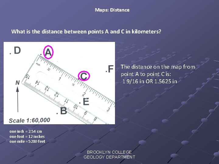 Maps: Distance What is the distance between points A and C in kilometers? The