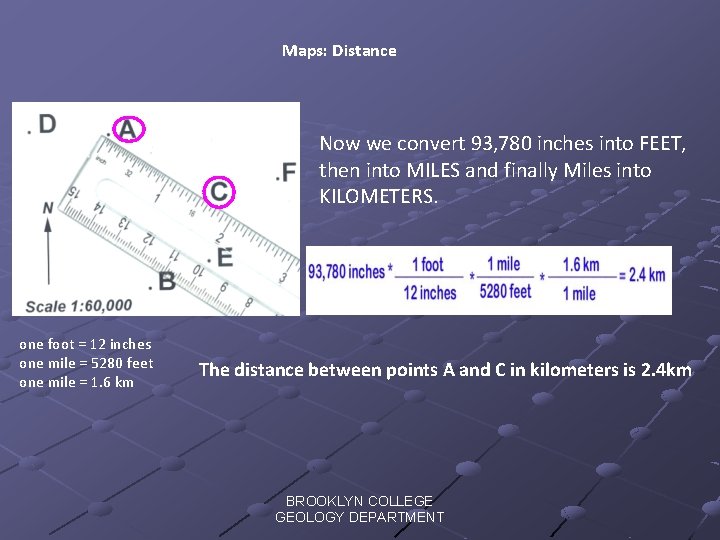 Maps: Distance Now we convert 93, 780 inches into FEET, then into MILES and