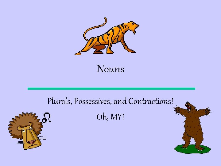 Nouns Plurals, Possessives, and Contractions! Oh, MY! 