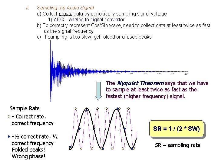 ii. Sampling the Audio Signal a) Collect Digital data by periodically sampling signal voltage