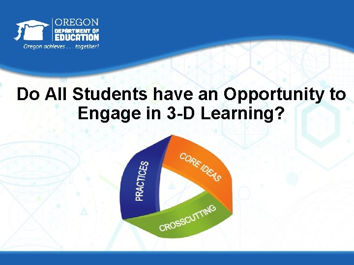 Do All Students have an Opportunity to Engage in 3 -D Learning? 