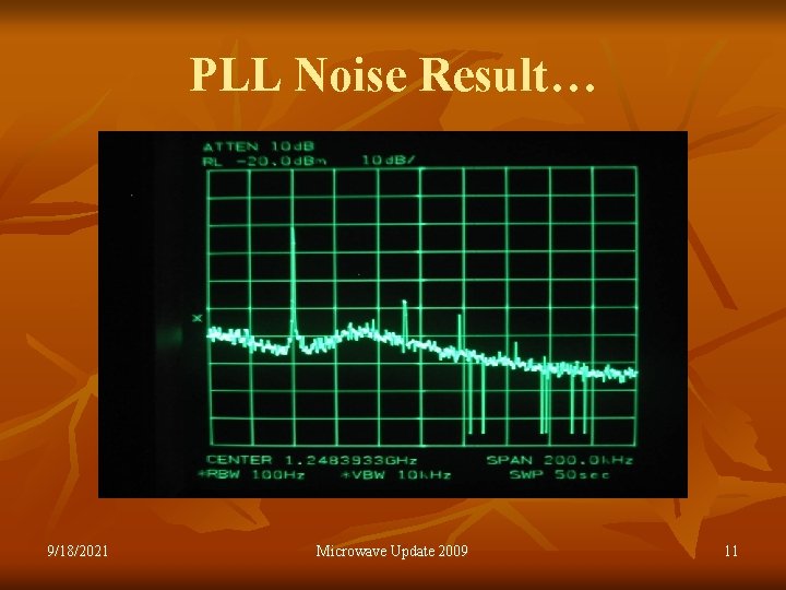 PLL Noise Result… 9/18/2021 Microwave Update 2009 11 