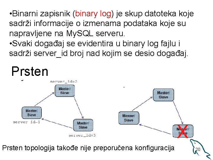  • Binarni zapisnik (binary log) je skup datoteka koje sadrži informacije o izmenama