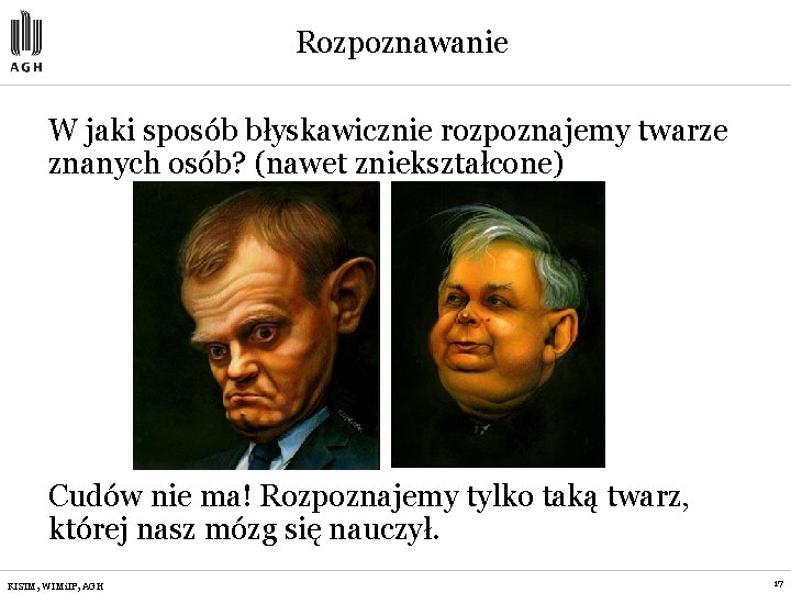 Rozpoznawanie W jaki sposób błyskawicznie rozpoznajemy twarze znanych osób? (nawet zniekształcone) Cudów nie ma!