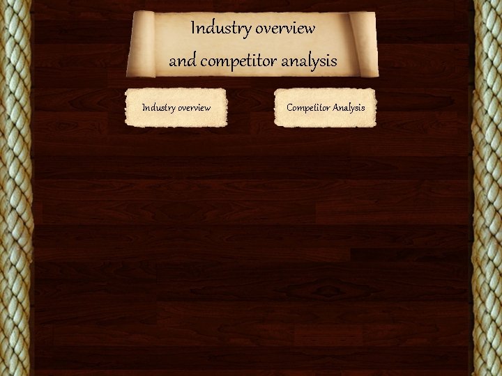 Industry overview and competitor analysis Industry overview Competitor Analysis 