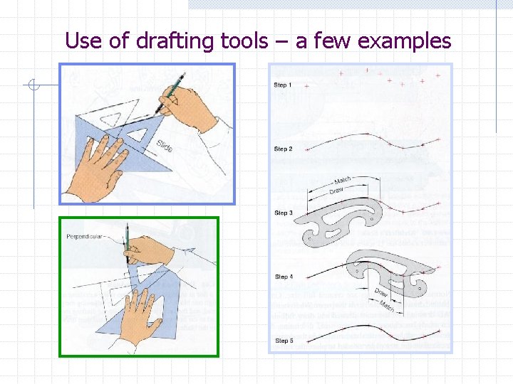 Use of drafting tools – a few examples 