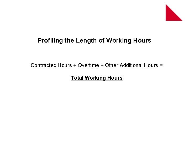 Profiling the Length of Working Hours Contracted Hours + Overtime + Other Additional Hours