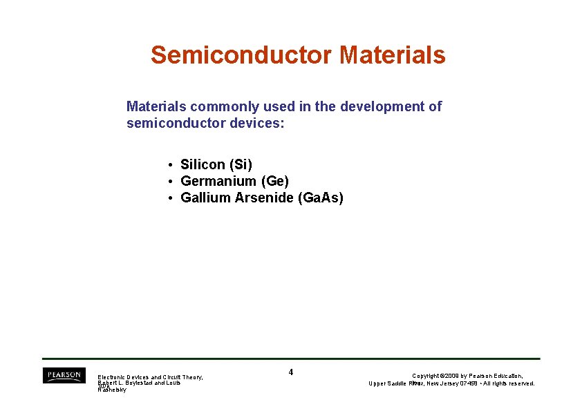 Semiconductor Materials commonly used in the development of semiconductor devices: • Silicon (Si) •