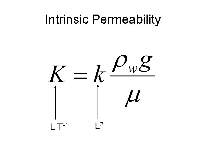 Intrinsic Permeability L T-1 L 2 