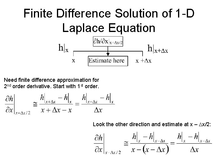 Finite Difference Solution of 1 -D Laplace Equation Need finite difference approximation for 2