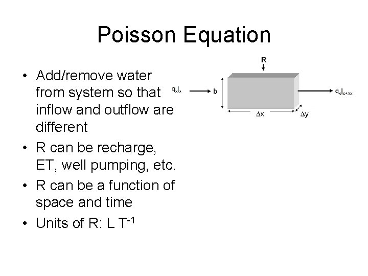 Poisson Equation • Add/remove water from system so that inflow and outflow are different