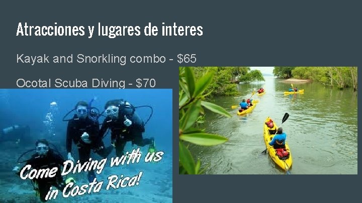 Atracciones y lugares de interes Kayak and Snorkling combo - $65 Ocotal Scuba Diving