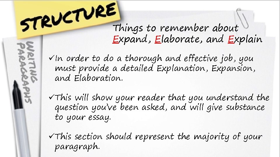 Things to remember about Expand, Elaborate, and Explain üIn order to do a thorough Things to remember about Expand, Elaborate, and Explain üIn order to do a thorough