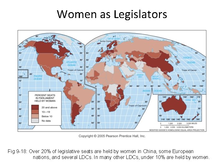 Women as Legislators Fig 9 -18: Over 20% of legislative seats are held by