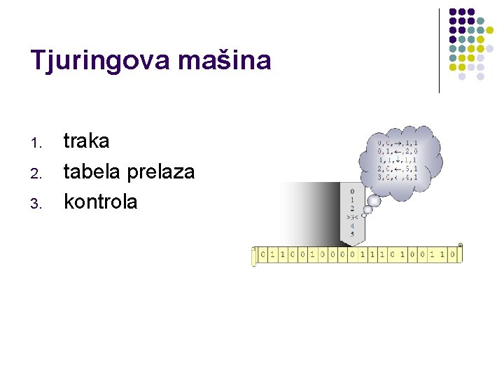 Tjuringova mašina 1. 2. 3. traka tabela prelaza kontrola 