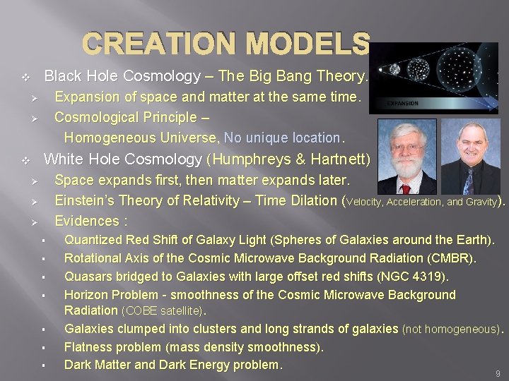 CREATION MODELS Black Hole Cosmology – The Big Bang Theory. v Expansion of space