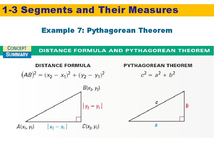 1 -3 Segments and Their Measures Example 7: Pythagorean Theorem 