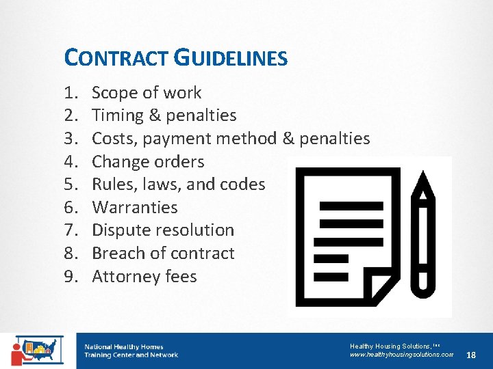 CONTRACT GUIDELINES 1. 2. 3. 4. 5. 6. 7. 8. 9. Scope of work