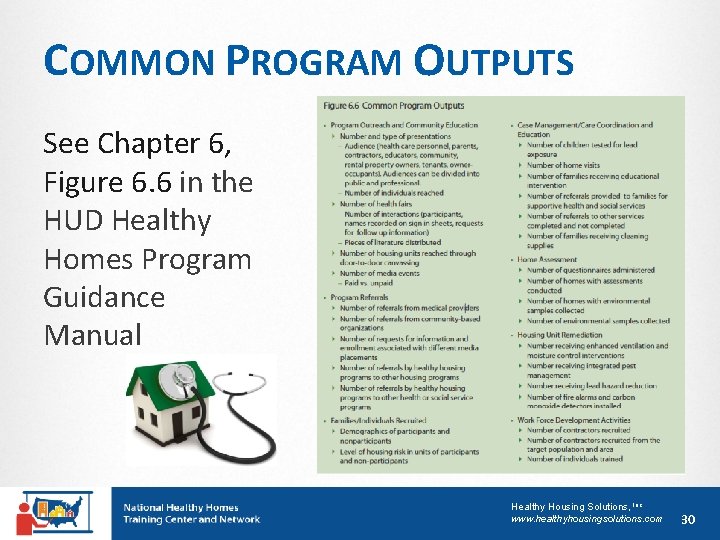 COMMON PROGRAM OUTPUTS See Chapter 6, Figure 6. 6 in the HUD Healthy Homes
