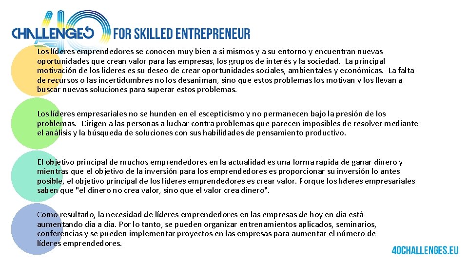 Los líderes emprendedores se conocen muy bien a sí mismos y a su entorno