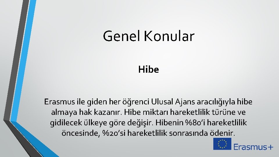 Genel Konular Hibe Erasmus ile giden her öğrenci Ulusal Ajans aracılığıyla hibe almaya hak