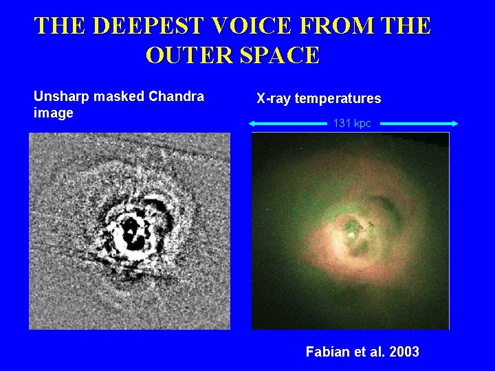 THE DEEPEST VOICE FROM THE OUTER SPACE Unsharp masked Chandra image X-ray temperatures 131