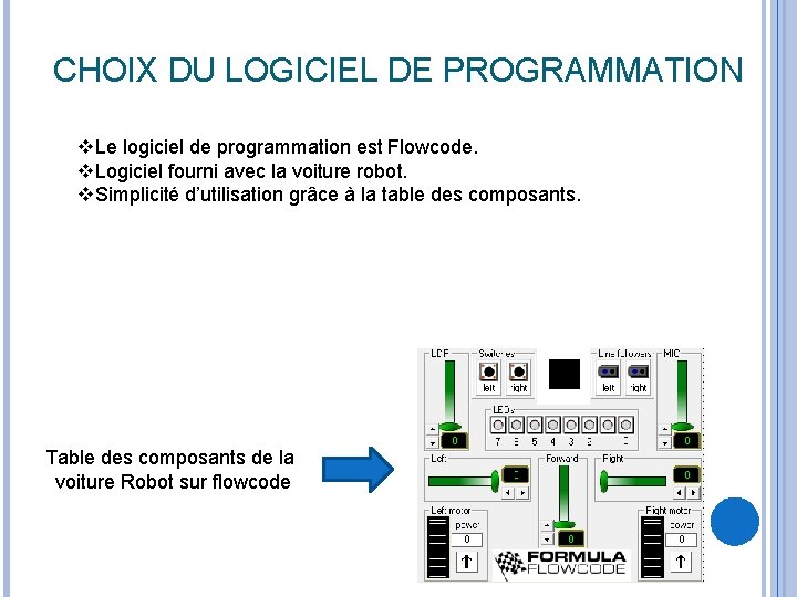 CHOIX DU LOGICIEL DE PROGRAMMATION v. Le logiciel de programmation est Flowcode. v. Logiciel