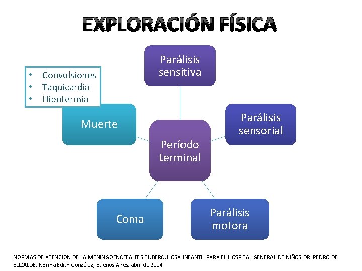 EXPLORACIÓN FÍSICA Parálisis sensitiva • Convulsiones • Taquicardia • Hipotermia Muerte Período terminal Coma