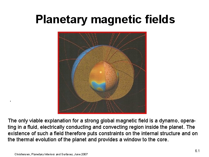 Planetary magnetic fields . The only viable explanation for a strong global magnetic field