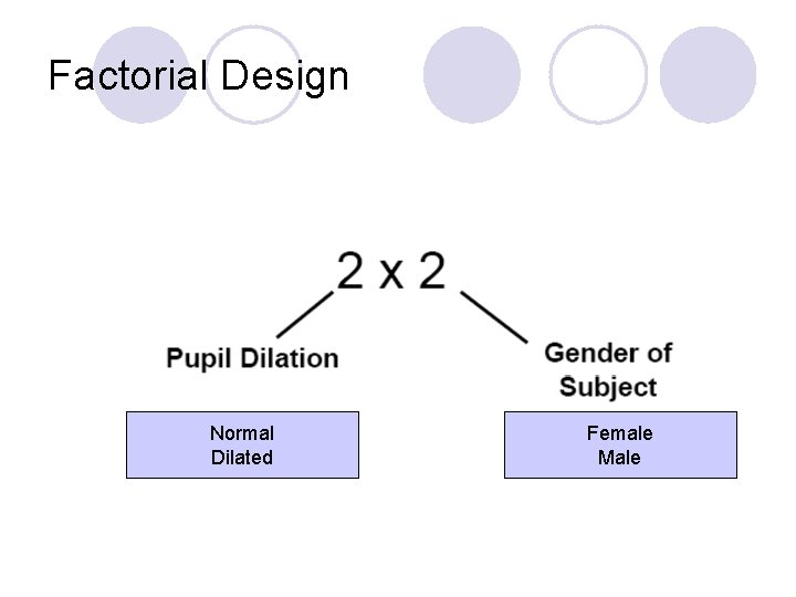 Factorial Design Normal Dilated Female Male 