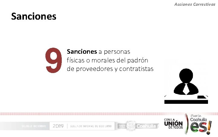 Acciones Correctivas Sanciones 9 Sanciones a personas físicas o morales del padrón de proveedores