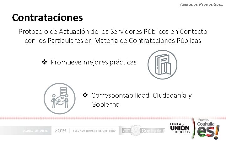 Acciones Preventivas Contrataciones Protocolo de Actuación de los Servidores Públicos en Contacto con los