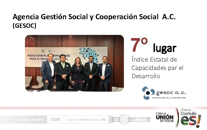 Agencia Gestión Social y Cooperación Social A. C. (GESOC) 7º lugar Índice Estatal de