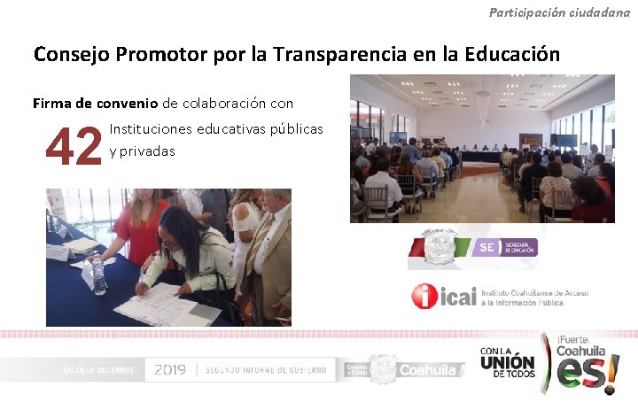 Participación ciudadana Consejo Promotor por la Transparencia en la Educación Firma de convenio de