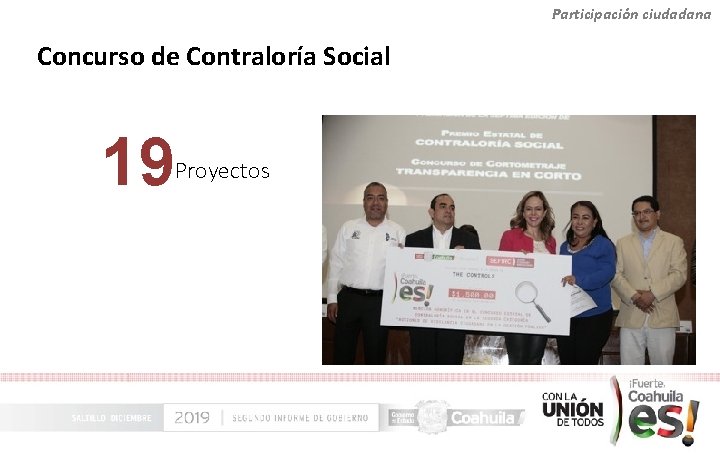 Participación ciudadana Concurso de Contraloría Social 19 Proyectos 