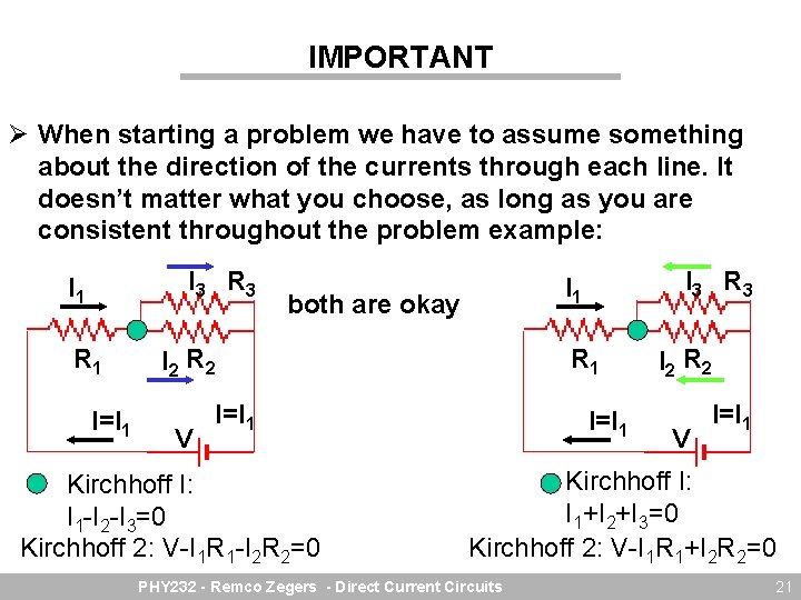 IMPORTANT Ø When starting a problem we have to assume something about the direction