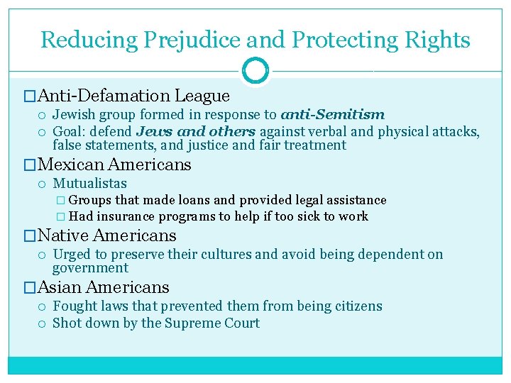 Reducing Prejudice and Protecting Rights �Anti-Defamation League Jewish group formed in response to anti-Semitism