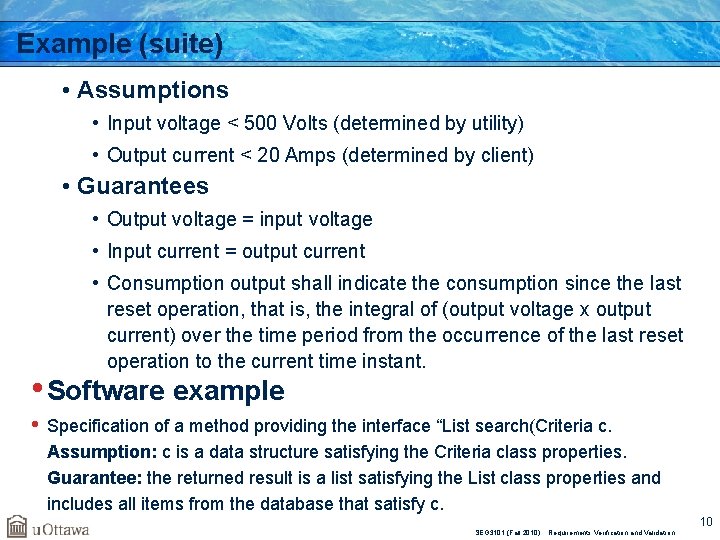 Example (suite) • Assumptions • Input voltage < 500 Volts (determined by utility) •