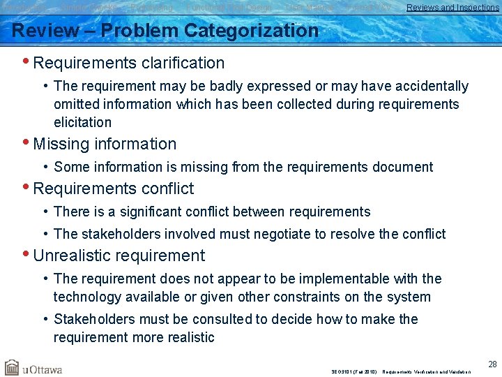 Introduction Simple Checks Prototyping Functional Test Design User Manual Formal V&V Reviews and Inspections