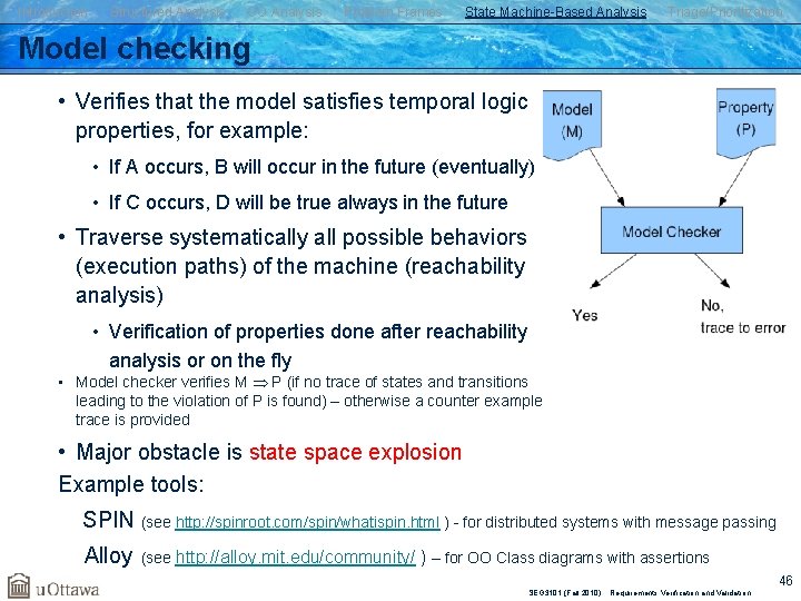 Introduction Structured Analysis OO Analysis Problem Frames State Machine-Based Analysis Triage/Prioritization Model checking •