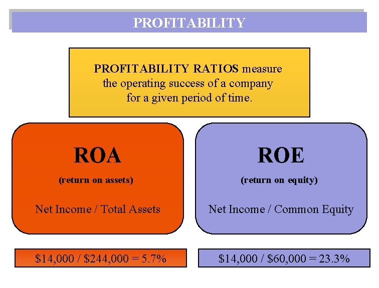 PROFITABILITY RATIOS measure the operating success of a company for a given period of