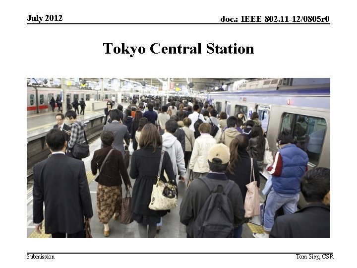 July 2012 doc. : IEEE 802. 11 -12/0805 r 0 Tokyo Central Station Submission