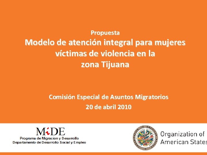 Propuesta Modelo de atención integral para mujeres víctimas de violencia en la zona Tijuana