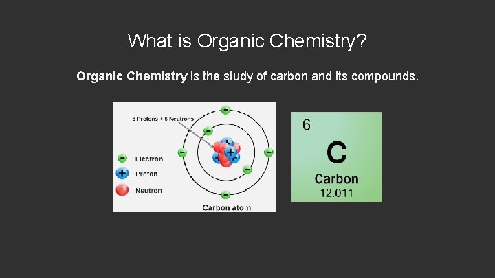 What is Organic Chemistry? Organic Chemistry is the study of carbon and its compounds.
