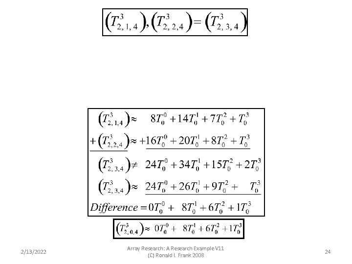 2/13/2022 Array Research: A Research Example V 11 (C) Ronald I. Frank 2008 24 2/13/2022 Array Research: A Research Example V 11 (C) Ronald I. Frank 2008 24